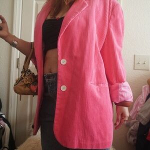 Vibrant Pink Women's Corduroy Blazer